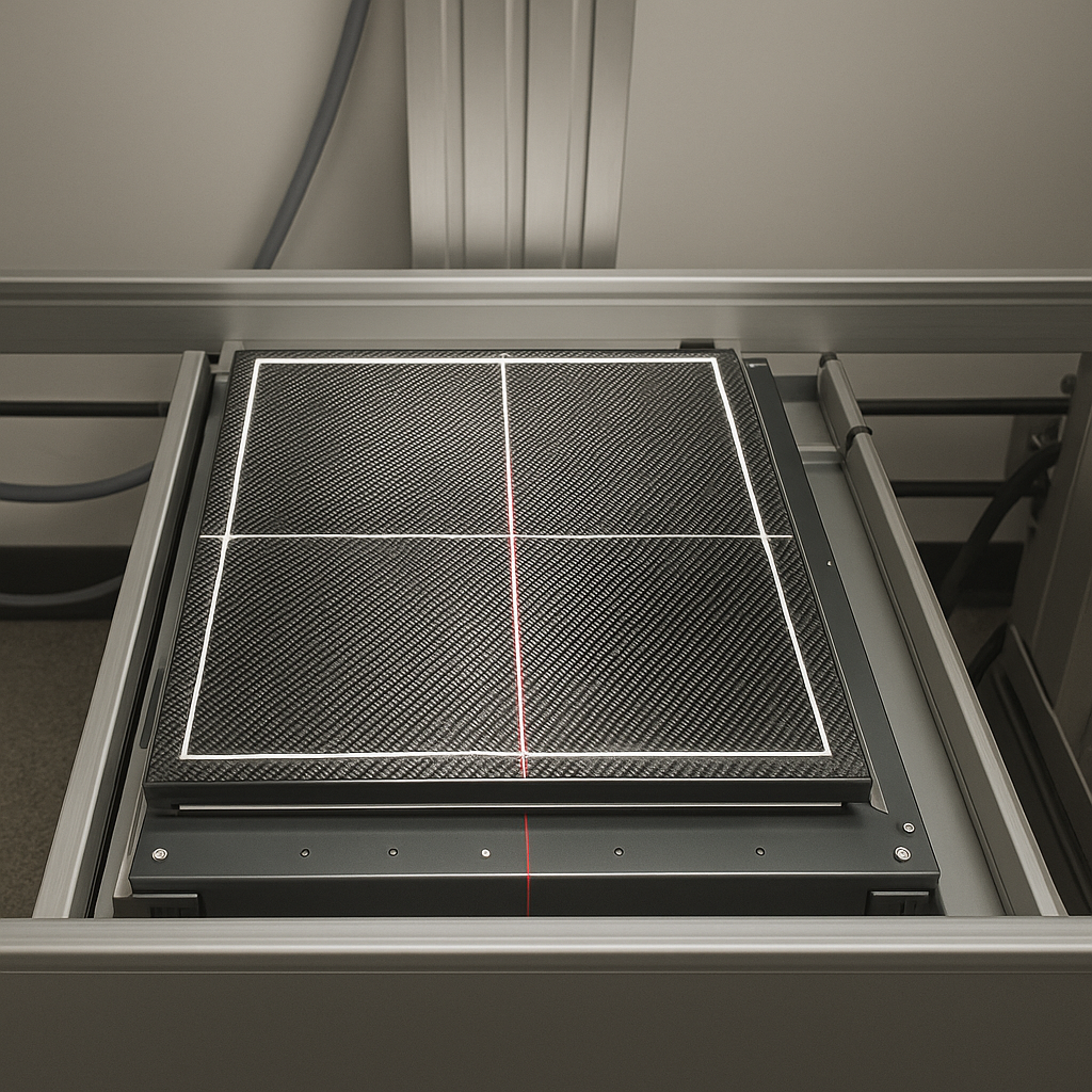 Digital x-ray flat panel detector with carbon fiber construction