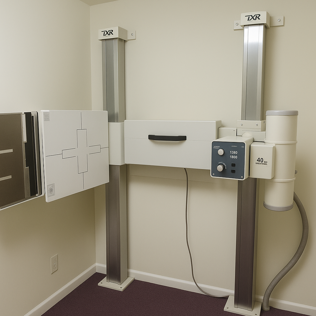 TXR brand wall-mounted x-ray system installation